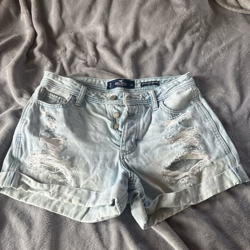 Hollister High-Rise Boyfriend Blue Jean Shorts